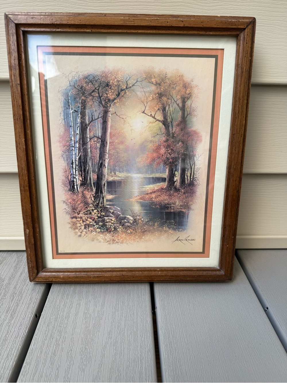 Vintage Andres Orpinas Stream in the Woods Framed Landscape Art Print